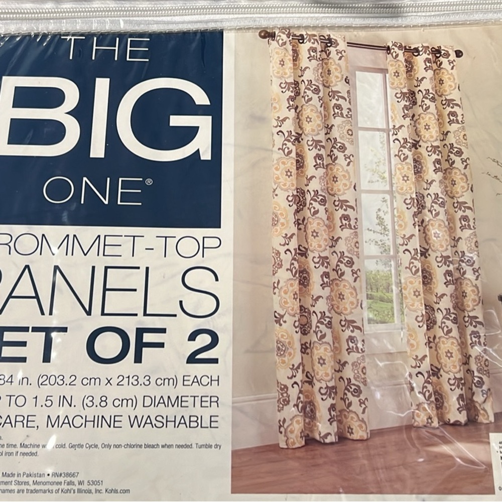 The Big One Floral Curtain Panels - Set of 2 - Cream and Brown